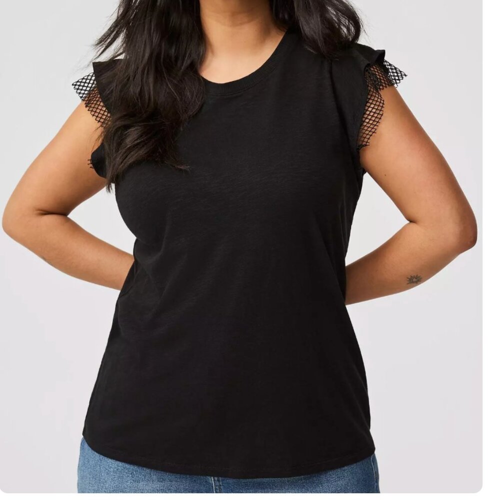 NWT Torrid Vintage Slub Crew Neck Double Ruffle Tee